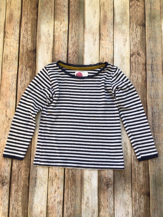 Mini Boden Other - Mini Boden Blue Stripe Pointelle Tee